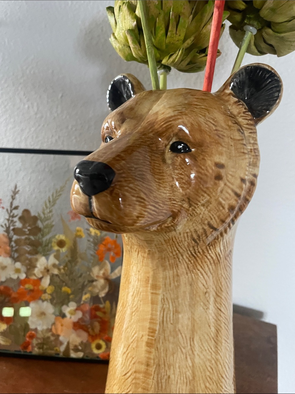 Brown Bear head / bust figurine shaped ceramic vase. - Picture 2 of 8